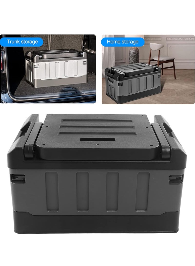 Outdoor Large Trunk Storage Box with Lid for Outdoor 60L, Seatable Camping Organizer with Waterproof Bag, Multifunctional Collapsible Camping Storage Box for Outdoor Picnic, Car, Clothes