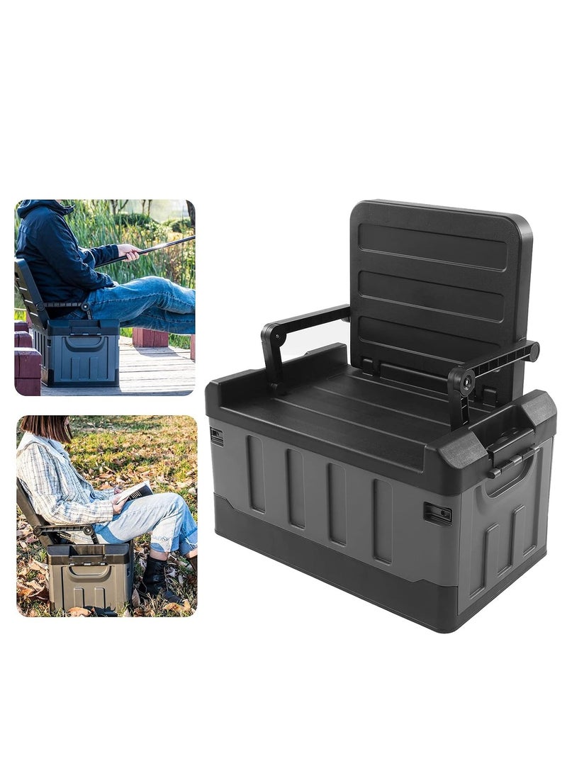 Outdoor Large Trunk Storage Box with Lid for Outdoor 60L, Seatable Camping Organizer with Waterproof Bag, Multifunctional Collapsible Camping Storage Box for Outdoor Picnic, Car, Clothes