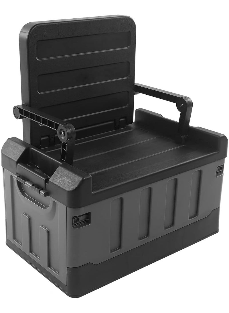 Outdoor Large Trunk Storage Box with Lid for Outdoor 60L, Seatable Camping Organizer with Waterproof Bag, Multifunctional Collapsible Camping Storage Box for Outdoor Picnic, Car, Clothes