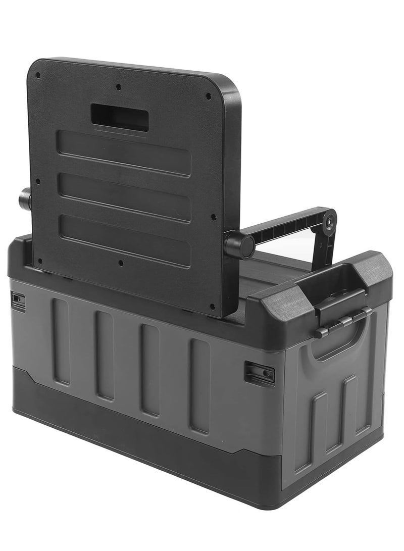 Outdoor Large Trunk Storage Box with Lid for Outdoor 60L, Seatable Camping Organizer with Waterproof Bag, Multifunctional Collapsible Camping Storage Box for Outdoor Picnic, Car, Clothes