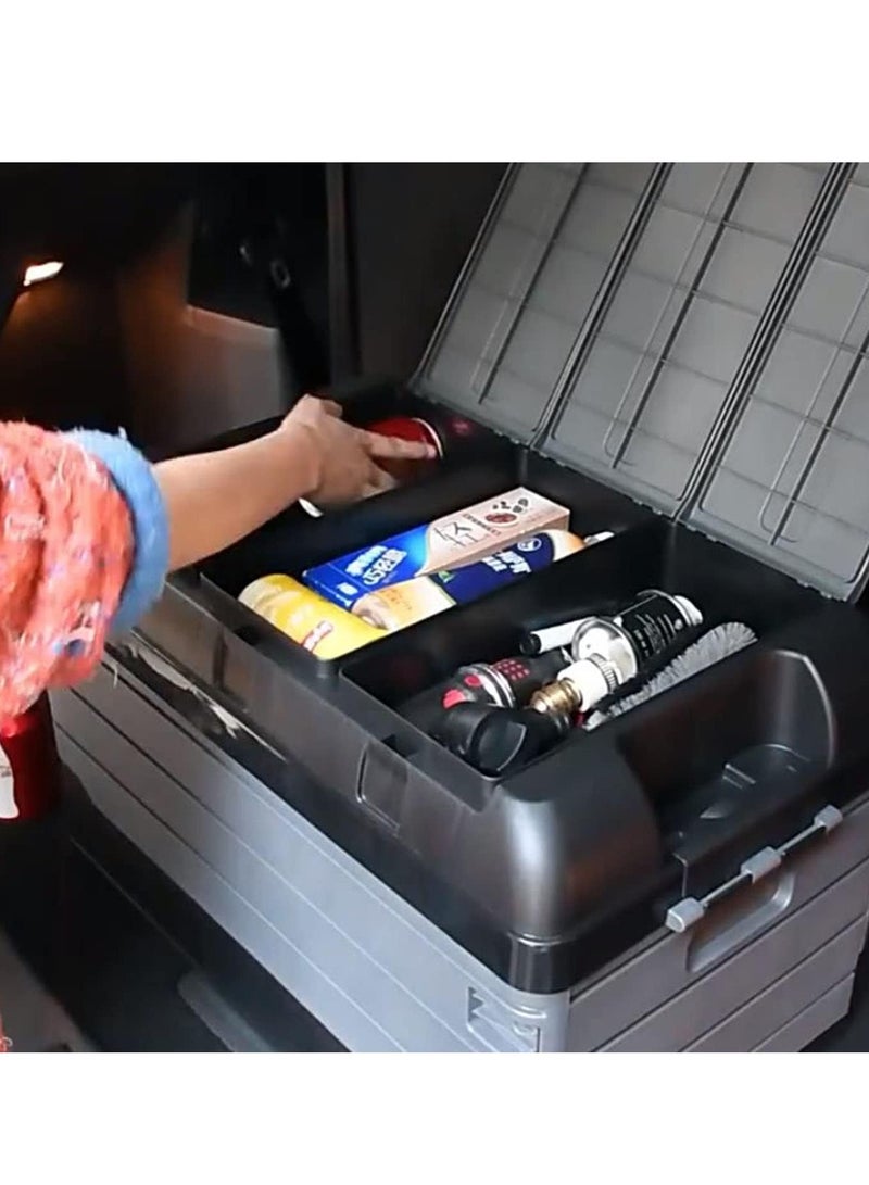 Outdoor Double-layer Camping Storage Box, Stackable Bins with Lids Small Parts Organizer, collapsible Waterproof Storage Box, container Store Crates, large Easy Storage Crate Boxes, garage Kitchen