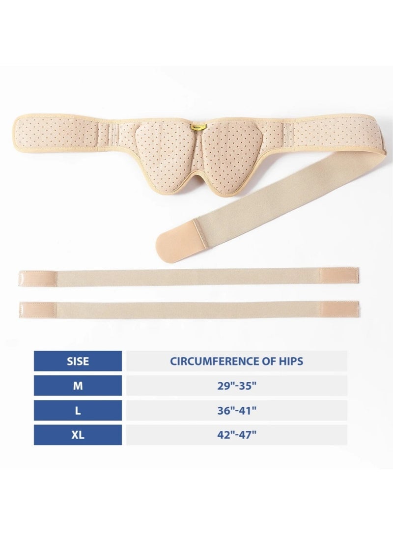 Hernia Belt Truss for Inguinal or Sports Hernia Support, Pain Relief and Recovery Brace with 2 Removable Compression Pads (Large)