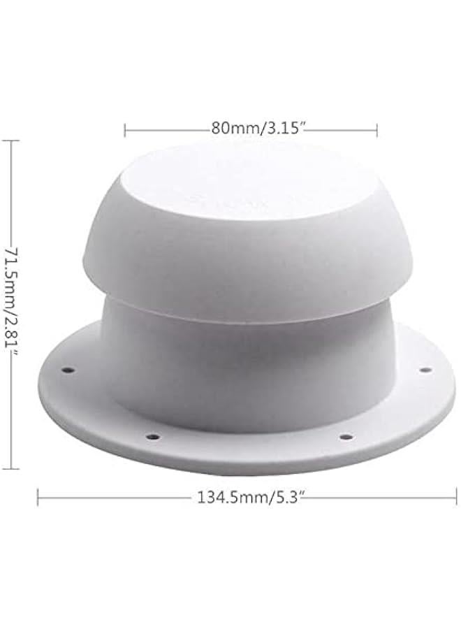 RV Air Outlet Vent Cap RV Roof Vent Cap Mushroom Head Round Exhaust Vents Ventilation Fan for Camping Trailers and RVs (White)
