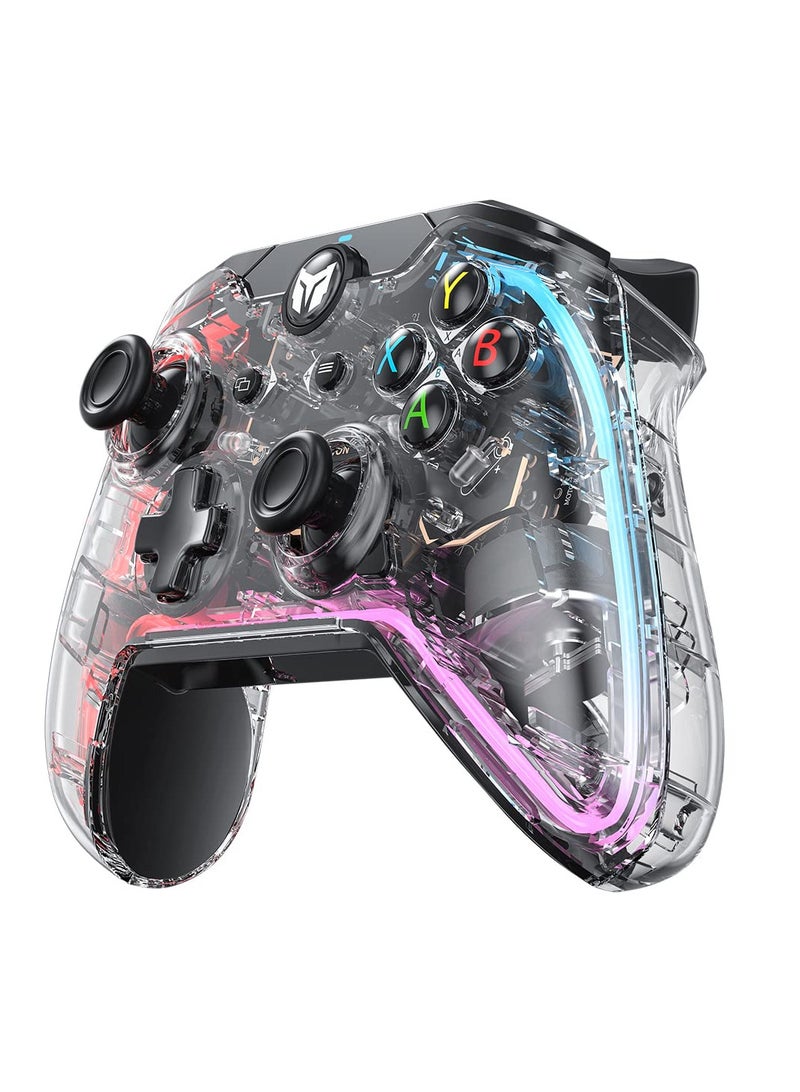 Rainbow Lite Wired Gaming Controllers for PC RGB Light, Custom Buttons, Macro, Turbo, Dual Shock Controller for Switch/Win10&11 Controller for PS4 via R90 PC Game Controllers