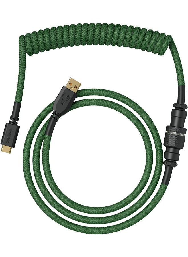 Coiled USB-C Cable - Premium Artisan Braided Cord For Mechanical Keyboards - GLO-CBL-COIL-FG