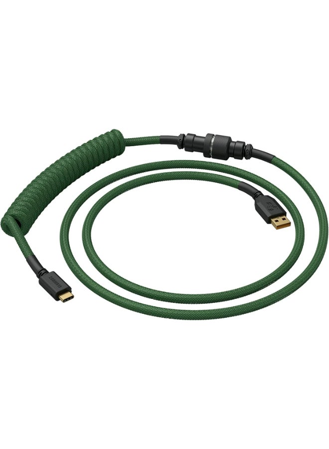 Coiled USB-C Cable - Premium Artisan Braided Cord For Mechanical Keyboards - GLO-CBL-COIL-FG