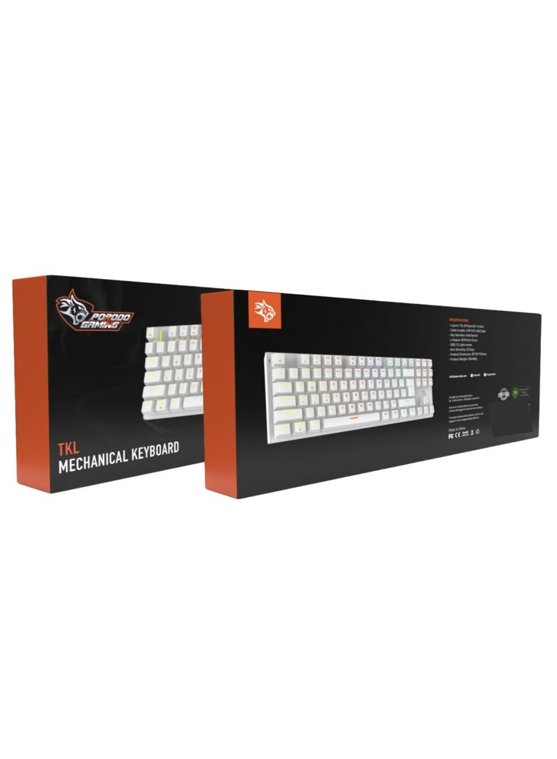 Gaming Mechanical keyboard with suspending keycaps - White