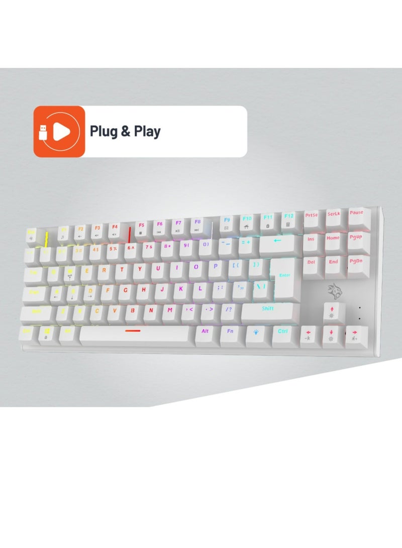 Gaming Mechanical keyboard with suspending keycaps - White