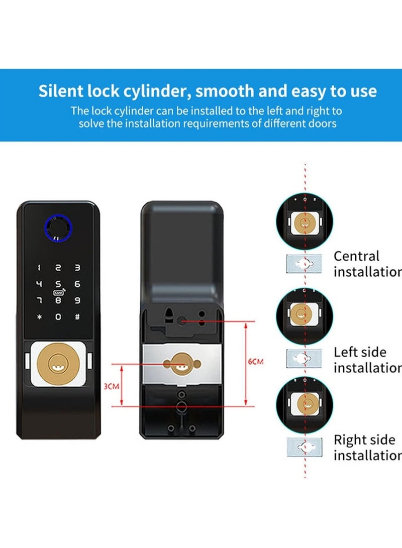 Tuya Smart Rim Lock Waterproof IP66 Outdoor Fingerprint Door Lock, Digital Password for Home and Hotel