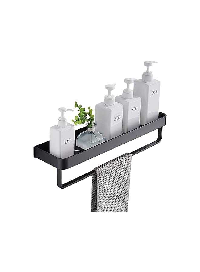 Bathroom Shower Shelf, Wall Mounted Bathroom Shelf with Towel Bar Stainless Steel Floating Shelves For Bathroom, Black