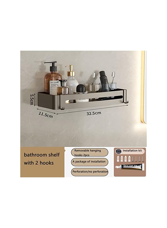 Bathroom Shelves Wall Mounted Shower Caddy Rustproof Shower Rustproof Titanium Alloy Shower Organizer Racks for Bathroom Kitchen (Small)