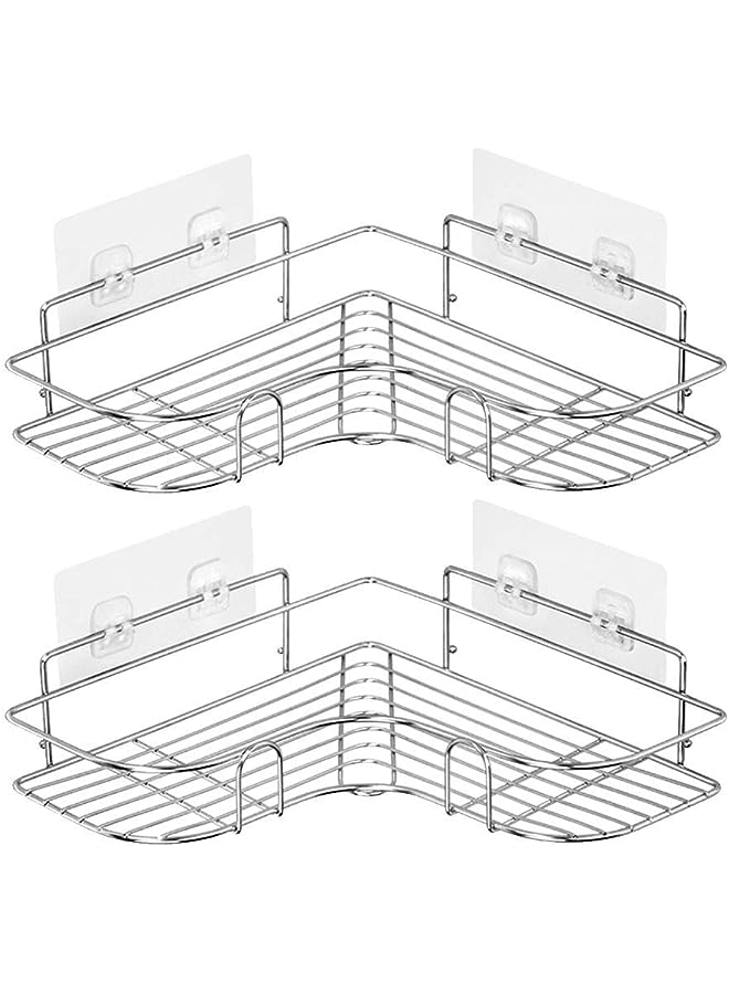 2PCS Corner Shower Caddy Adhesive Bathroom Stainless Steel Shelves Floating Shelves for Kitchen,Bathroom Organizer,Decor