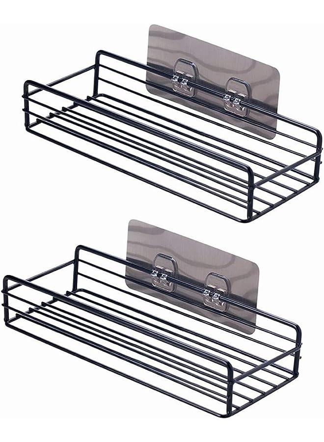 Pack Shower Caddy, Rustproof Bathroom Shelf Organizer with Hooks, Without Drilling, SUS304 Stainless Steel, for Hanging Razor Sponge Brush, Wall Rack for Dorm, Toilet, Bath and Kitchen