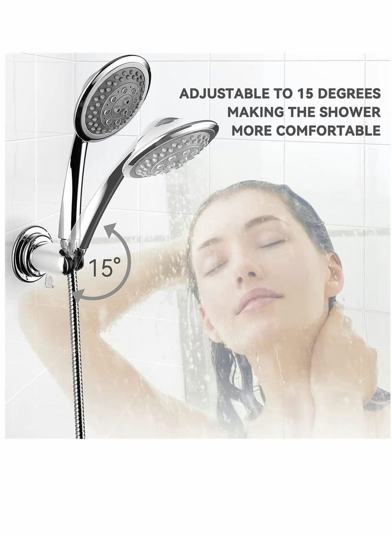 Bathroom Showers Holder, 15° Suction Cup Adjustable Shower Head Holder Removable Wall Mounted Handheld Shower Head Bracket for Home Bathroom Accessories, Suction Cup Style