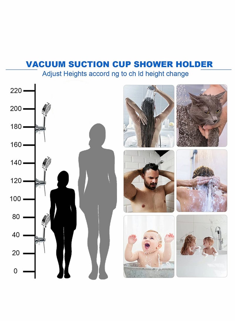 Bathroom Showers Holder, 15° Suction Cup Adjustable Shower Head Holder Removable Wall Mounted Handheld Shower Head Bracket for Home Bathroom Accessories, Suction Cup Style