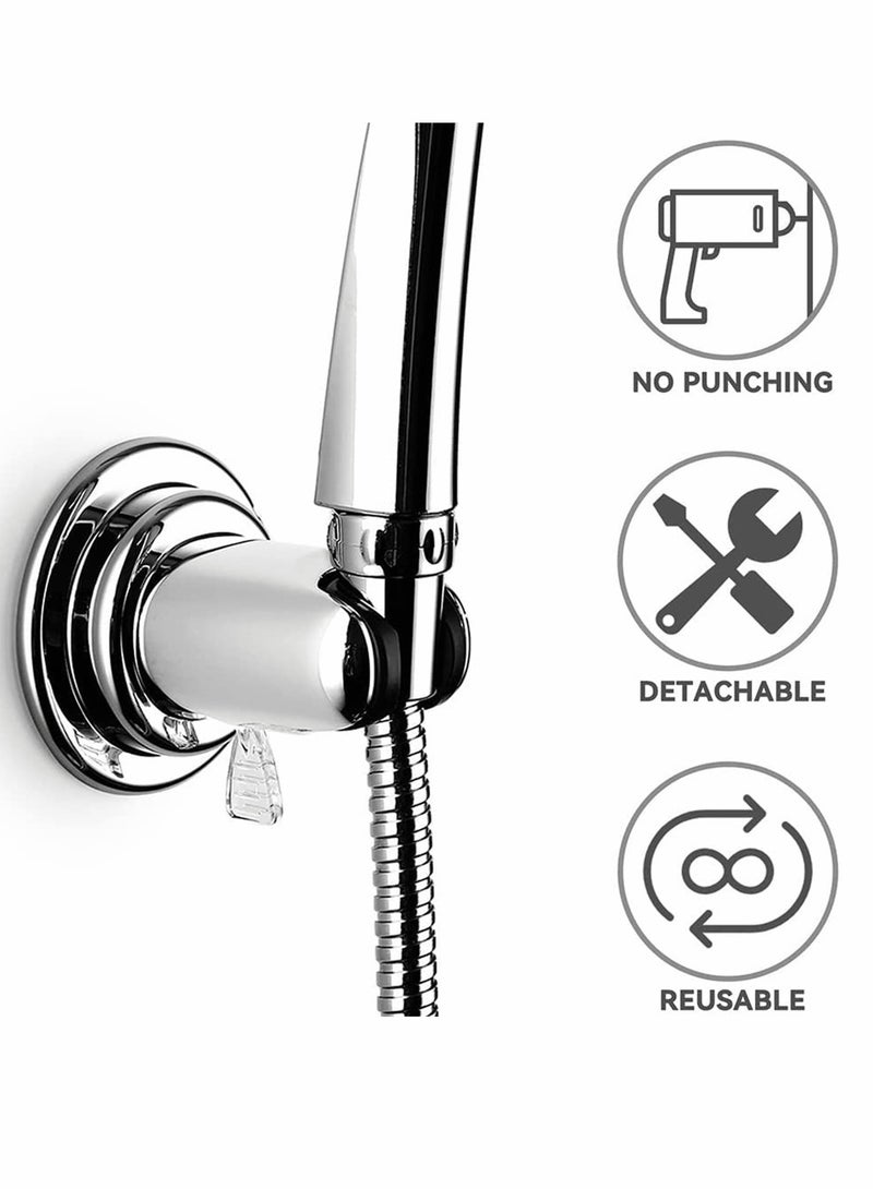 Bathroom Showers Holder, 15° Suction Cup Adjustable Shower Head Holder Removable Wall Mounted Handheld Shower Head Bracket for Home Bathroom Accessories, Suction Cup Style