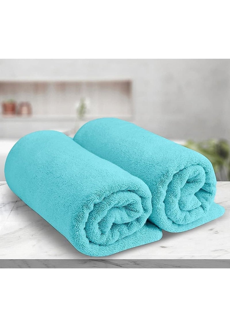 Oversized Bath  Sheets , AR Linen Soft Absorbent Large Towels Set Of 2  600GSM 76.2x152.4 CM Aqua