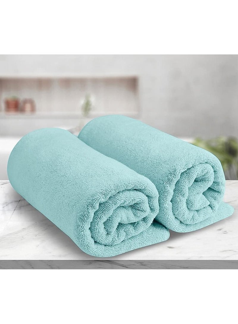 Oversized Bath Sheets, Soft Absorbent Large Towels Set Of 2  600GSM 76.2x152.4 CM Light Blue