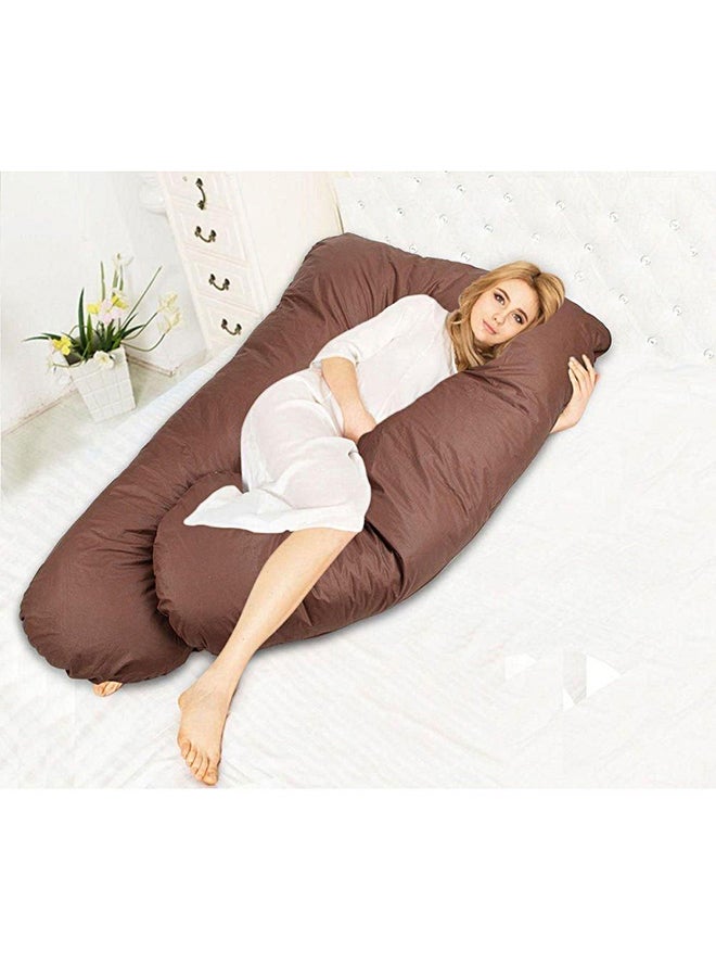 U-Shaped Maternity Pillow cotton Brown 80x120cm