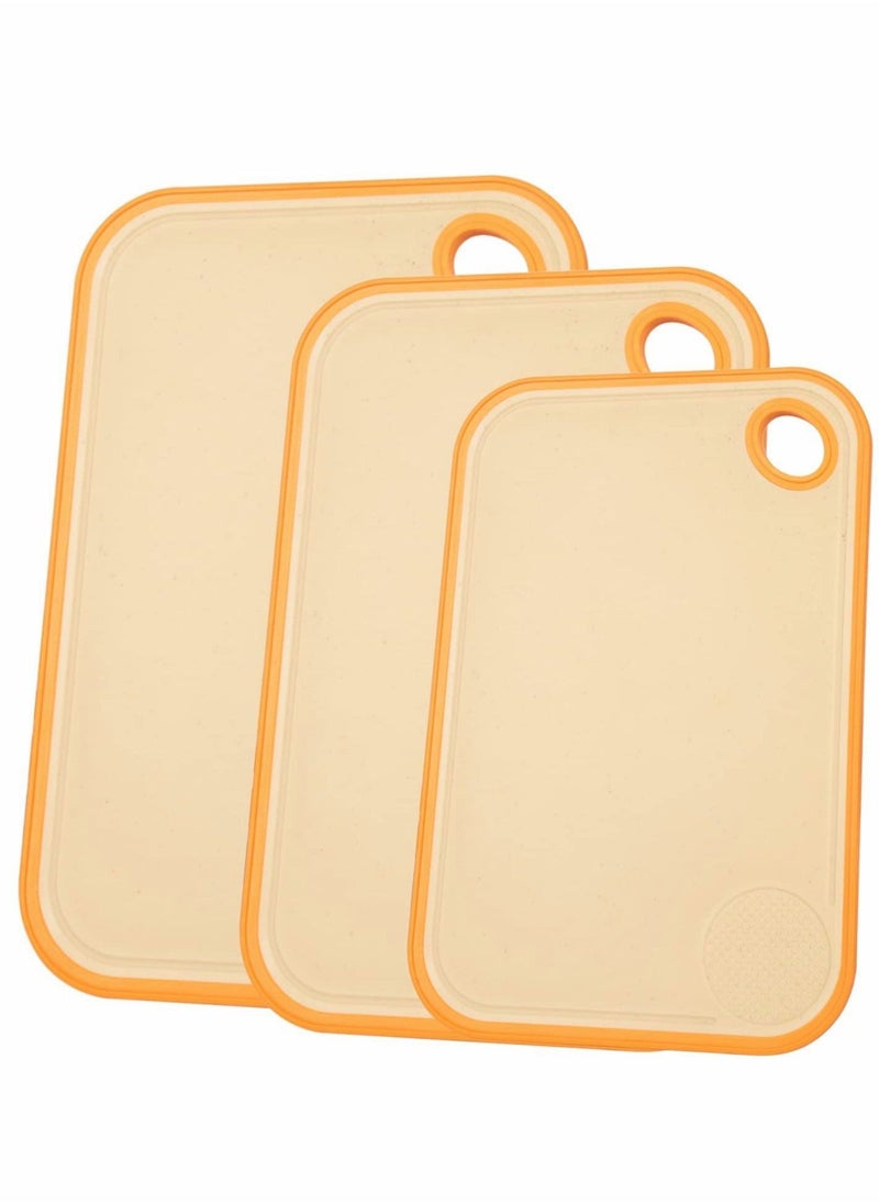 Cutting Board for Kitchen(Set of 3), Wheat straw PP material Chopping Boards-BPA Free Mats, Dishwasher Safe, Juice Grooves Non-Slip Design