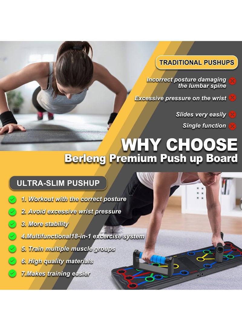 Push Up Board 9 in 1 Home Workout Equipment Multi-Functional Pushup Bar System Fitness Floor Chest Muscle Exercise Professional Equipment Burn Fat Strength Training Arm