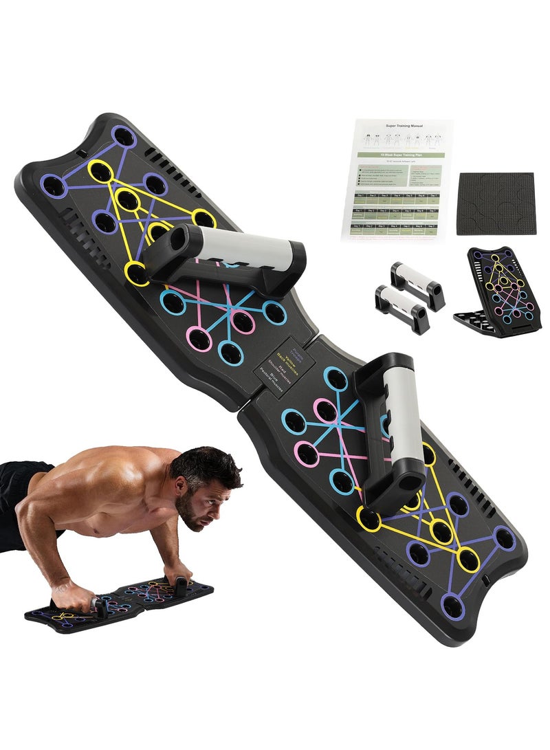 Push Up Board 9 in 1 Home Workout Equipment Multi-Functional Pushup Bar System Fitness Floor Chest Muscle Exercise Professional Equipment Burn Fat Strength Training Arm