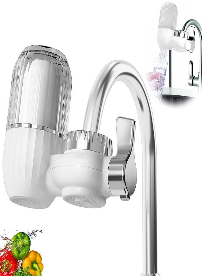 Transparent Shell Faucet Water Filter, 400 Gallons High Water, Water Purifier for Faucet, Tap Water Filter Mount for Kitchen and Bathroom Sink, Reduces Chlorine Taste Odor for Better Taste