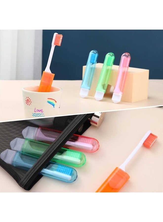 Travel Toothbrush Bulk Folding Mini Toothbrush with Toothbrush Case Soft Potable Travel Size Toothbrush Individually Wrapped Small Toothbrush for Travel Camping School(Bright Color, 8 Pieces)