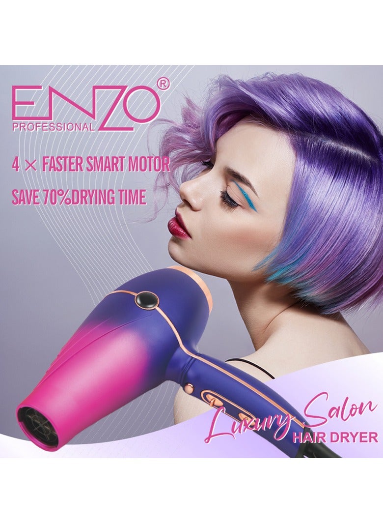 Enzo EN-8001 high-performance salon-grade hairdryer featuring a powerful 7500W 21,000 rpm