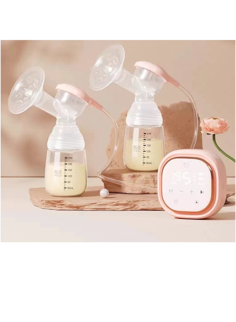 Electric Breast Pump Portable Silicone Massage Milking Machine Pink