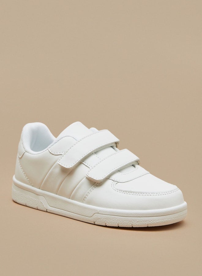 Boys Panelled Sneakers with Hook and Loop Closure