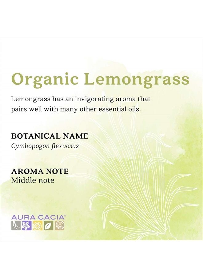 Organic Lemongrass Essential Oil | GC/MS Tested for Purity | 7.4ml (0.25 fl. oz.)