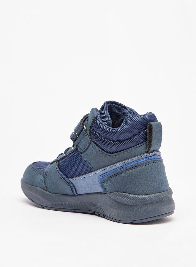 Boy's Panelled High Cut Sneakers with Hook and Loop Closure