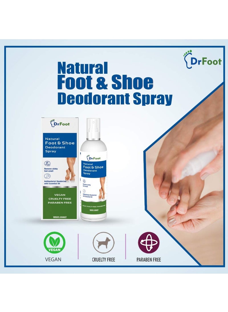 Dr Foot|Natural Foot&Shoe Unisex Deodorant Spray|Sanitizer Spray|Foot Spray|With Essential Oils|Foot Spray For Smelly Feet|Shoe Spray For Bad Smell|Shoe Smell Remover Spray|Shoe Freshener,1 Count