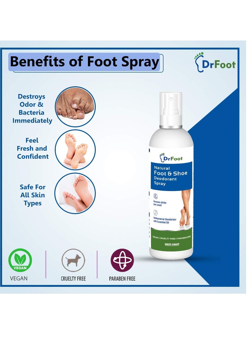 Dr Foot|Natural Foot&Shoe Unisex Deodorant Spray|Sanitizer Spray|Foot Spray|With Essential Oils|Foot Spray For Smelly Feet|Shoe Spray For Bad Smell|Shoe Smell Remover Spray|Shoe Freshener,1 Count