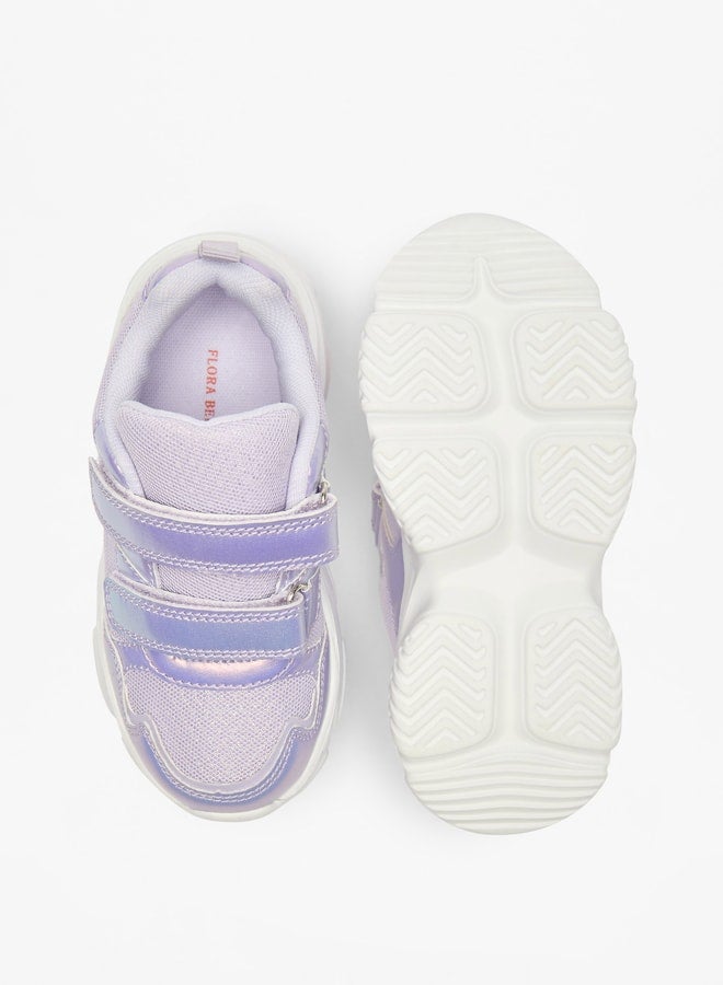 Girls Textured Shoes with Hook and Loop Closure