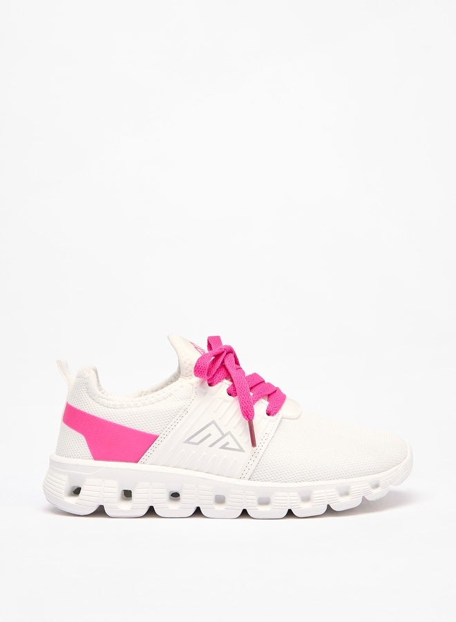 Girl's Colourblock Sports Shoes with Lace-Up Closure