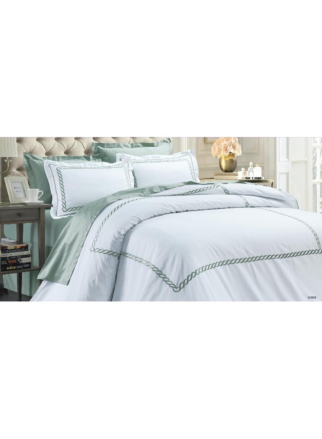 Somer Field - 100% Cotton Satin 230 TC - 06 Piece Embroideried Bedding Comforter - Quilted Emroideried Comforter/Duvet - White