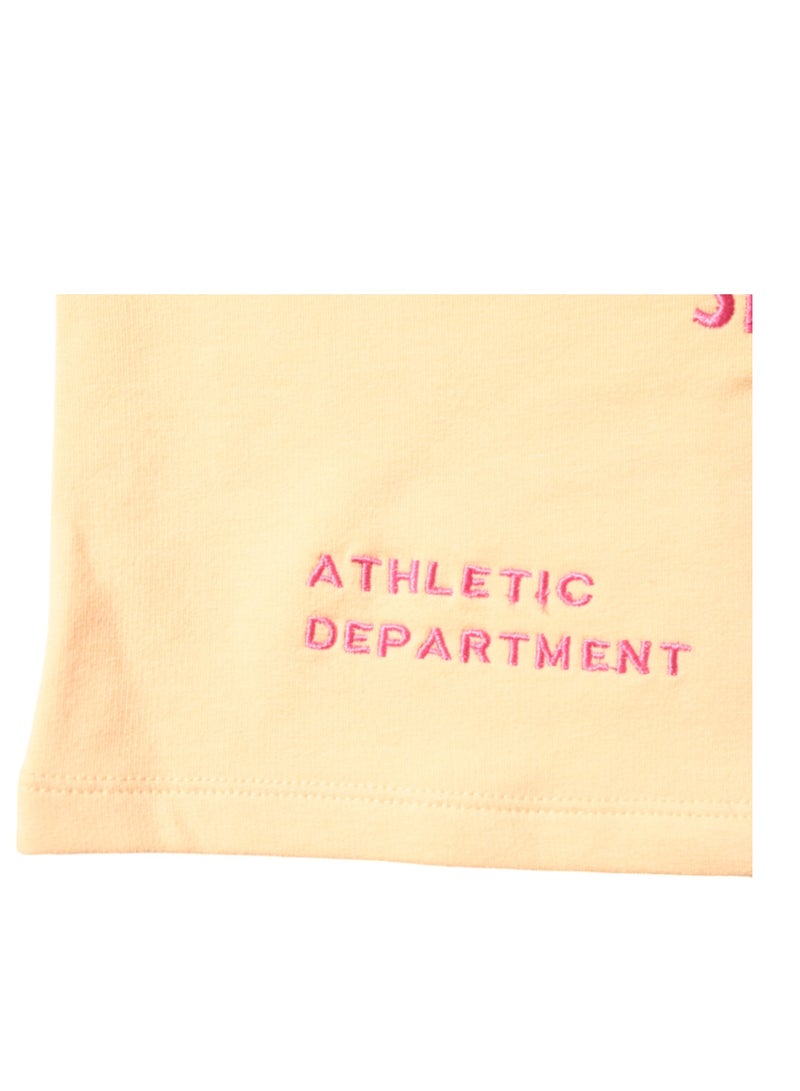 Snoopy's Strength Club Athletic Department Crop Top, Peach, Since 1950