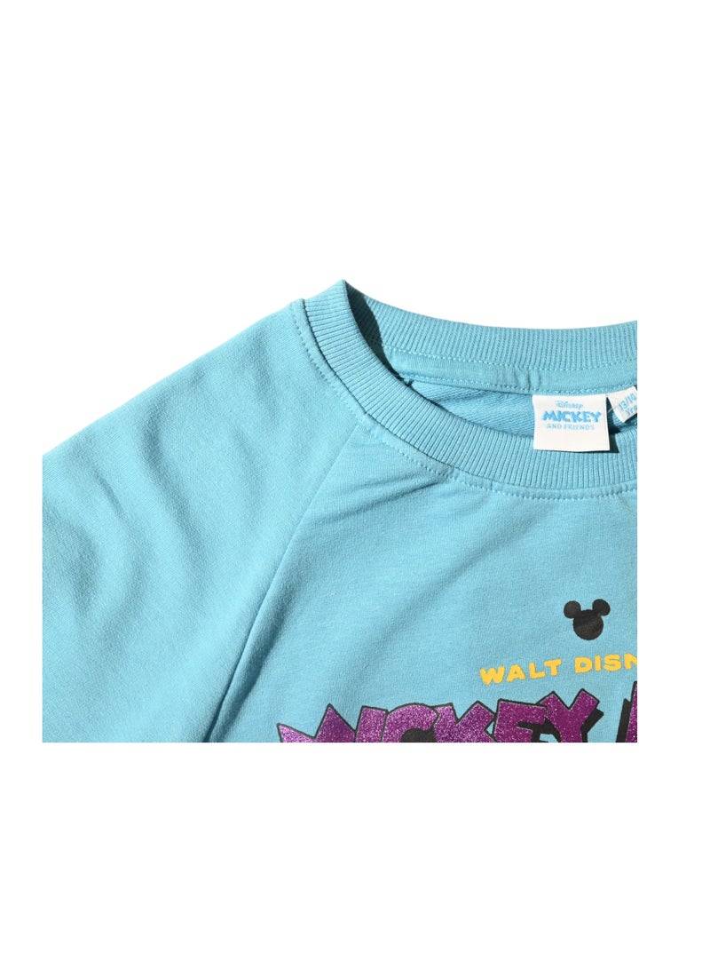 Mickey Mouse Crop Top, Sky Blue