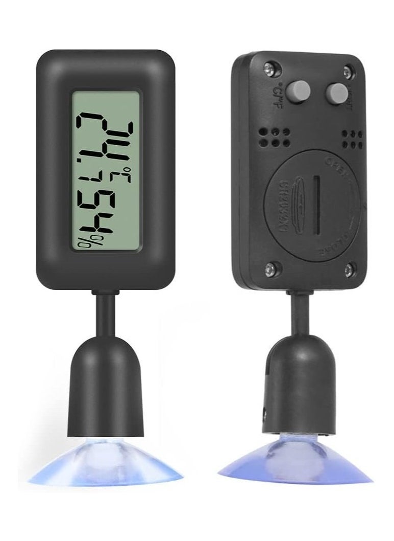 Reptile Hygrometer Thermometer, LCD Digital Thermometer Humidity Gauge with Backlight, for Reptile vivarium Greenhouse Incubator, Black, 1 Pcs