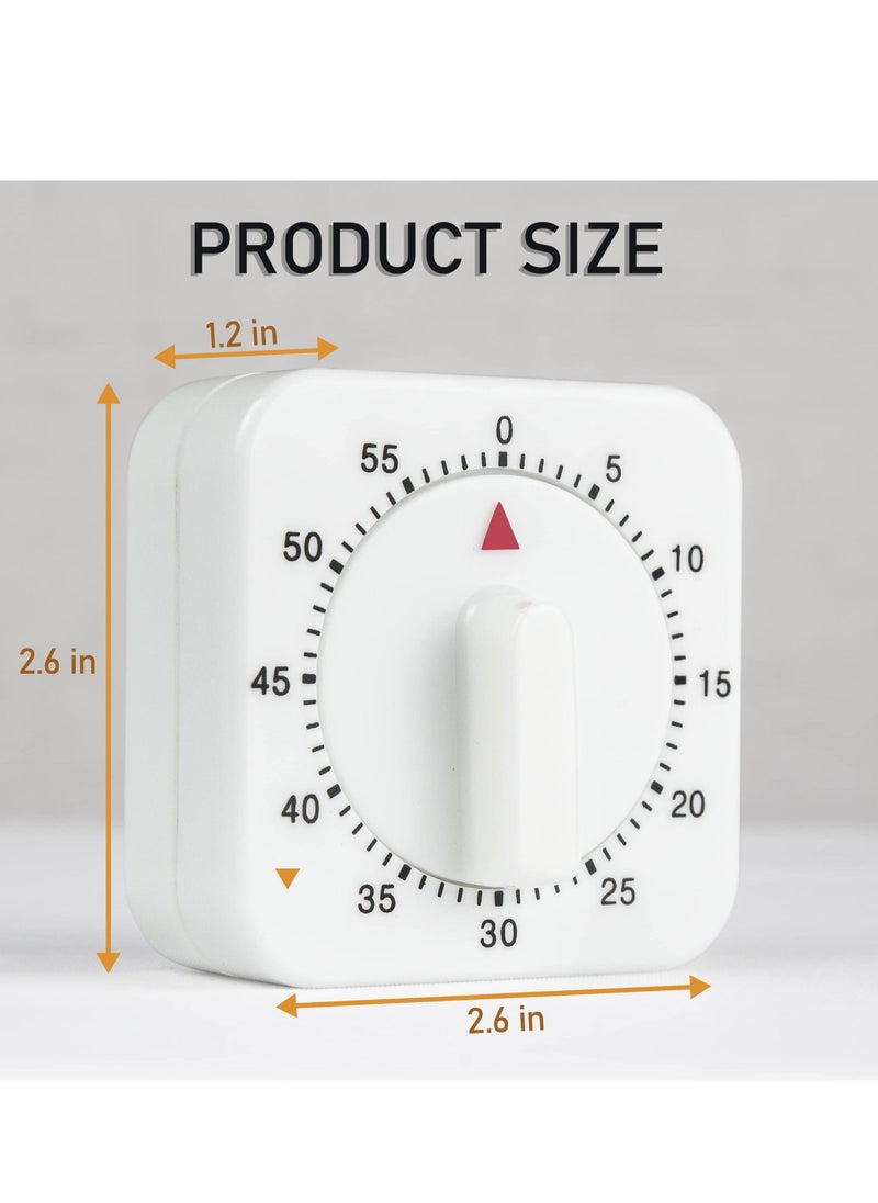 2-Pack Square 60 Minute Mechanical Kitchen Timer,Chef Cooking Timer Clock with Loud Alarm,No Batteries Required - Kitchen Learning Management Timer Magnetic Backing with Fridge Magnets