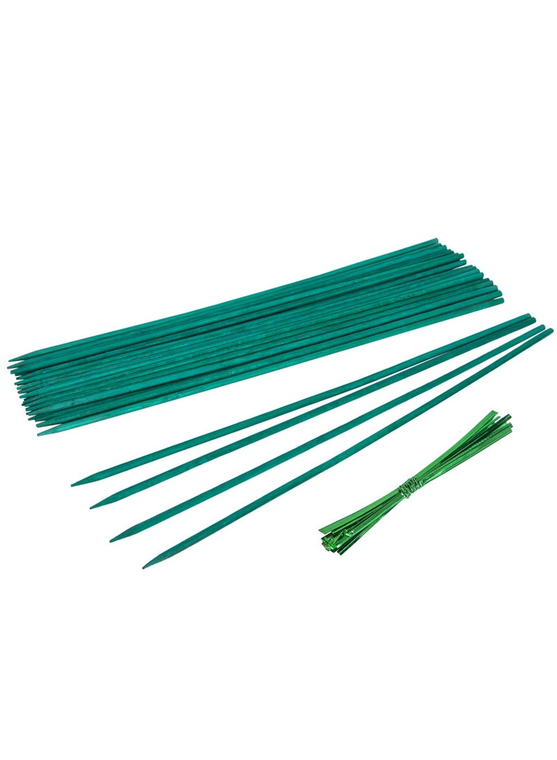 Garden Stakes Green Bamboo Sticks Decorative, Wooden Plant Support Sticks, Green Wood Plant Stakes, Floral Plant Support Stakes, Wooden Sign Posting Garden Sticks and DIY Activities