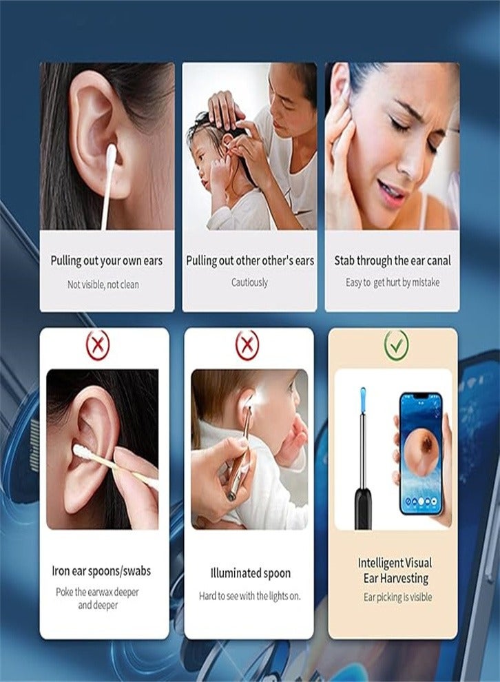 Ear Wax Removal, Ear Cleaner with 1080P HD Camera,Ear Wax Cleaner with 8pcs Ear Set, Ear Wax Removal Tool Camera for iOS and Android (Black)