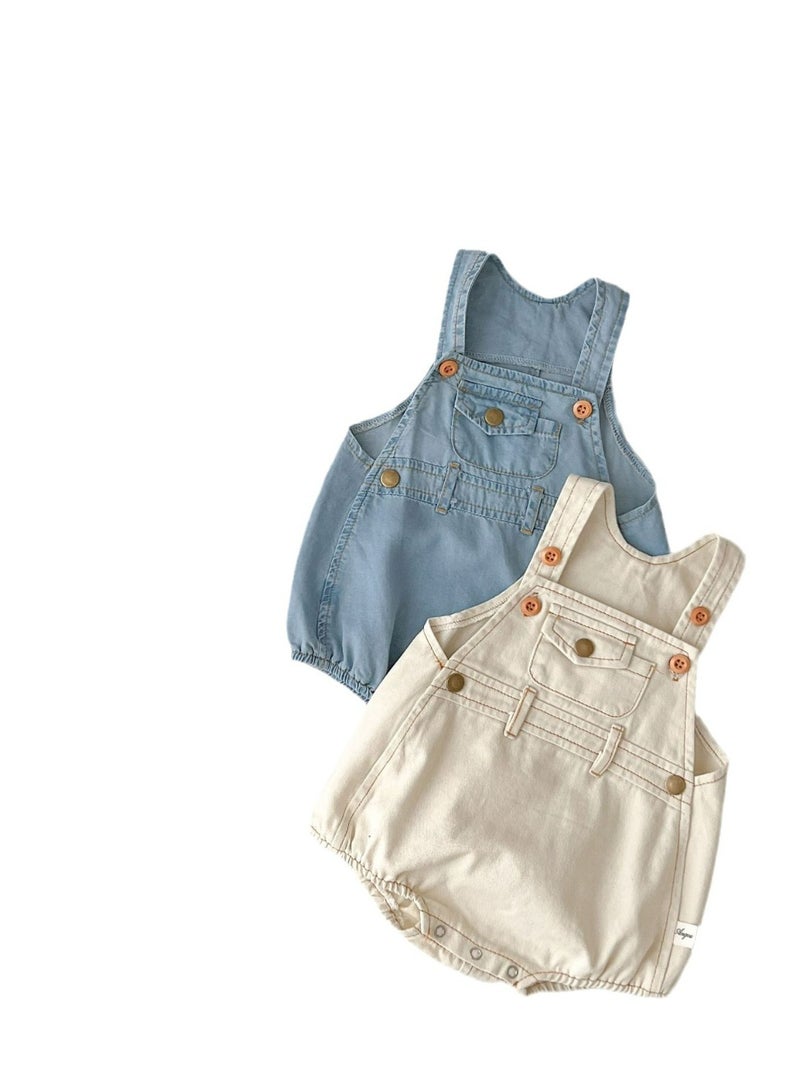 Thin Jumpsuit For Baby Boys And Girls, Shoulder Bag, Hat Included