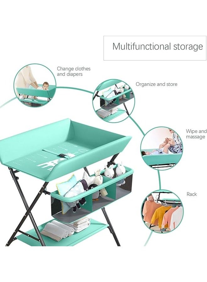 Foldable Baby Changing Station with Storage Shelves