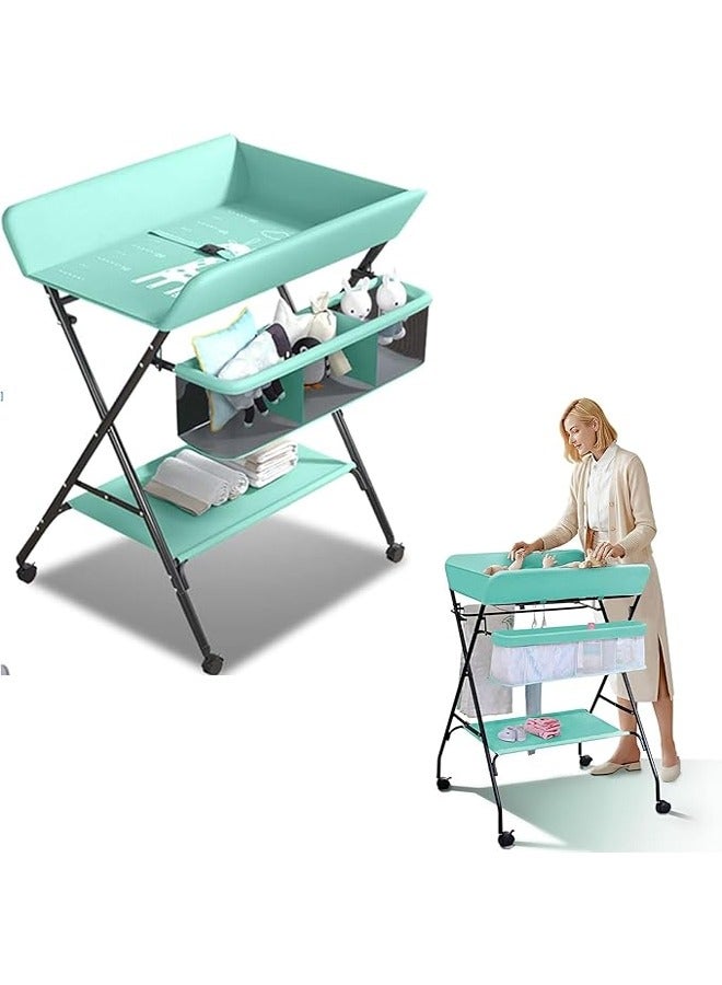 Foldable Baby Changing Station with Storage Shelves