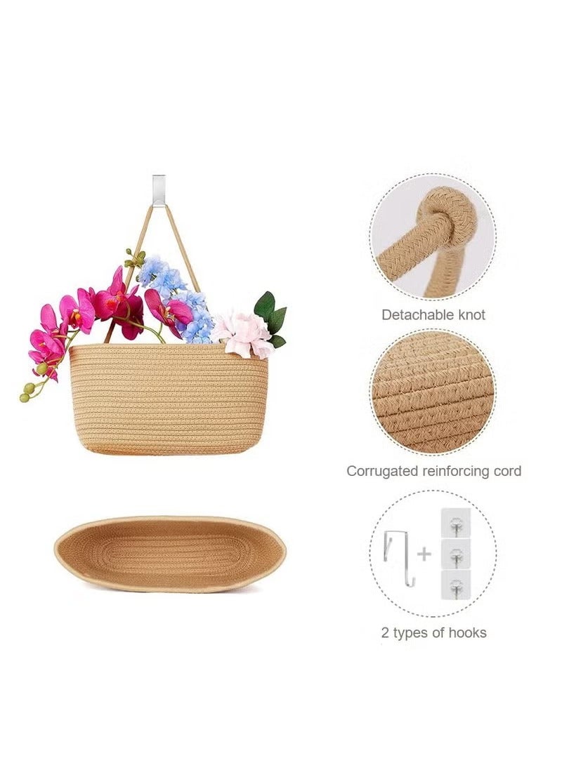 3-Tier Woven Cotton Wall-Mounted Storage Jute Organizer Bag