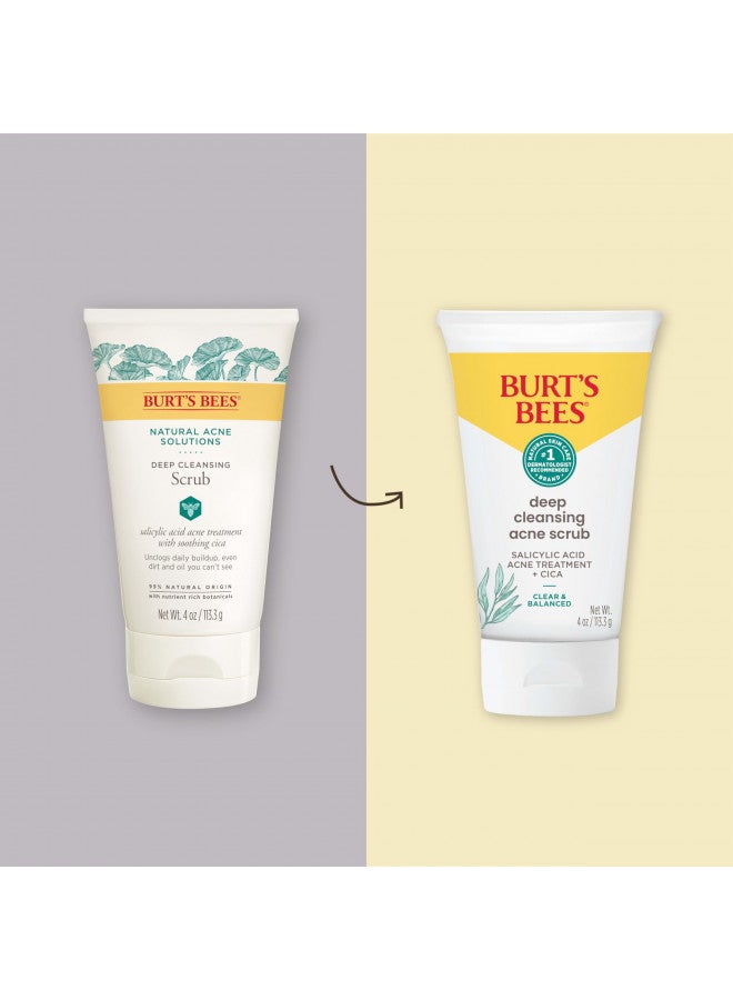 Burt's Bees Natural Acne Solutions Pore Refining Cleansing Scrub, Exfoliating Face Wash for Oily Skin, 4 Oz (Package May Vary)