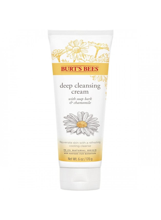 Face Wash,Burt's Bees Deep Facial Cleansing Cream, All Natural Cleanser with Chamomile, 6 Ounce (Pack of 3) (Packaging May Vary)